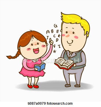 Stock Illustration   A Girl Speaking The English With Native Teacher