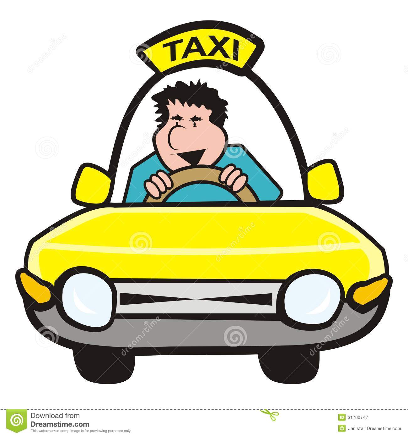 Taxi Driver Goes In The Yellow Car  Humorous Illustration