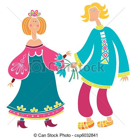 Vector Clip Art Of Russian Man And Girl Series   Boy And Girl In