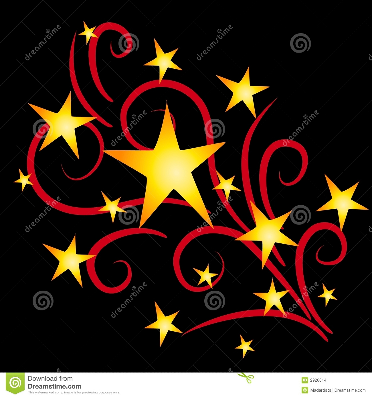 Art Illustration Of Shooting Stars And Fireworks Exploding In Clipart