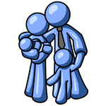 Blue Family Man A Father Hugging His Wife And Two Children Clipart