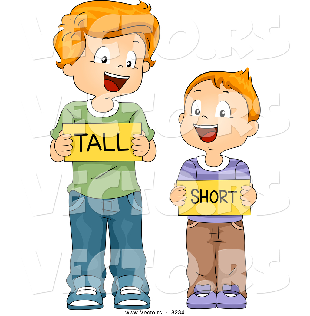 Boys Holding  Tall  And  Short  Flash Cards By Bnp Design Studio
