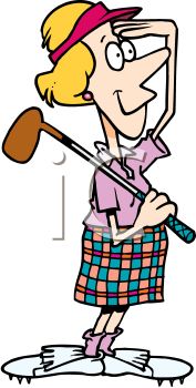 Cartoon Of A Woman Playing Golf   Royalty Free Clip Art Image