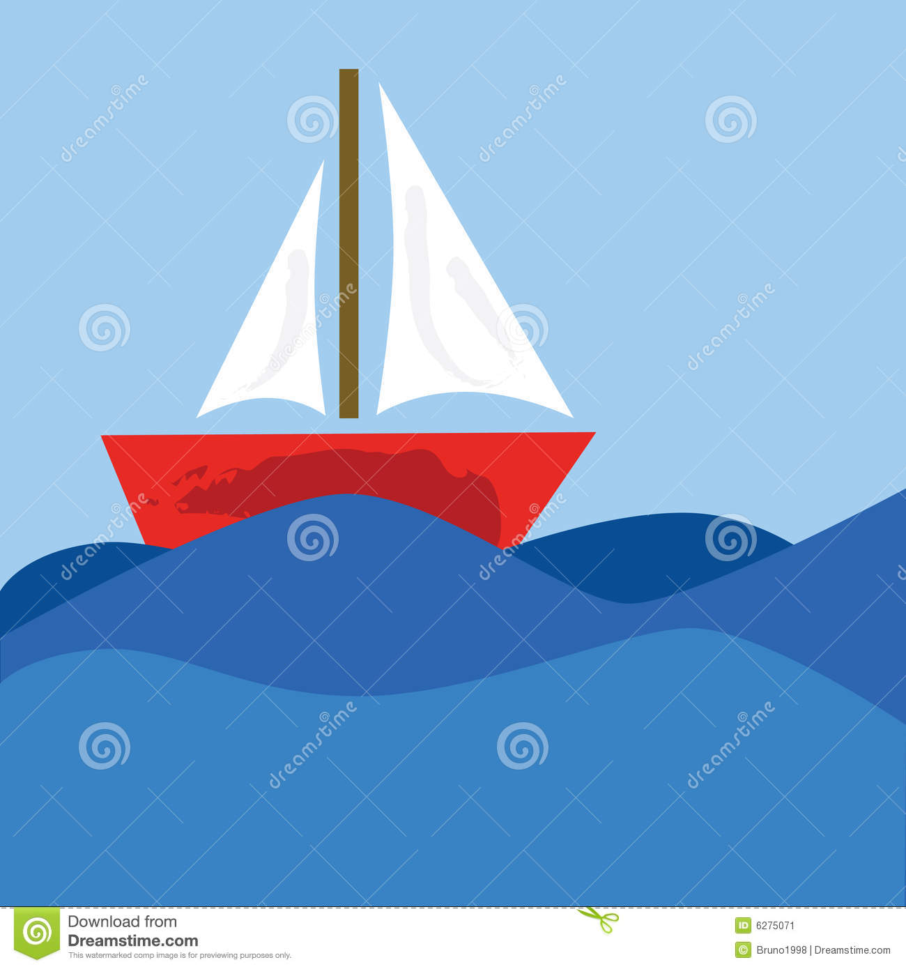 Cartoon Sailboat Stock Image   Image  6275071
