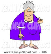 Clip Art Of A Frowning Mean Old Caucasian Lady With Gray Hair Flipping    