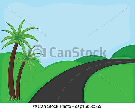 Clip Art Vector Of Mountain Road Vector Background   Drawing Art Of