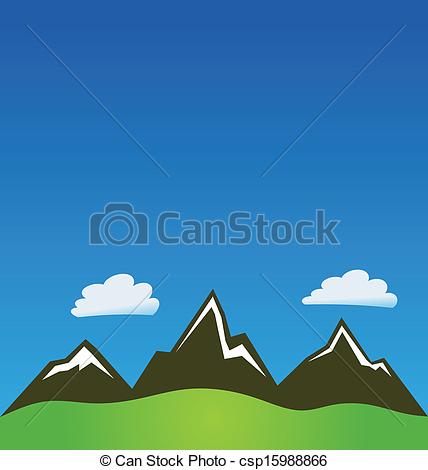 Clip Art Vector Of Mountains And Clouds Background Csp15988866