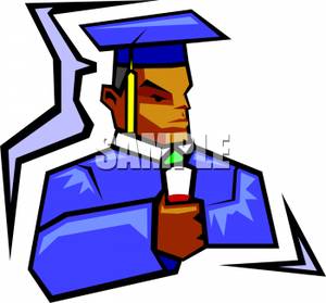 Clipart Image  A Student Wearing A Graduation Cap And Gown