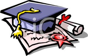 Clipart Image Of A Graduation Cap With A Degree And Award Letter