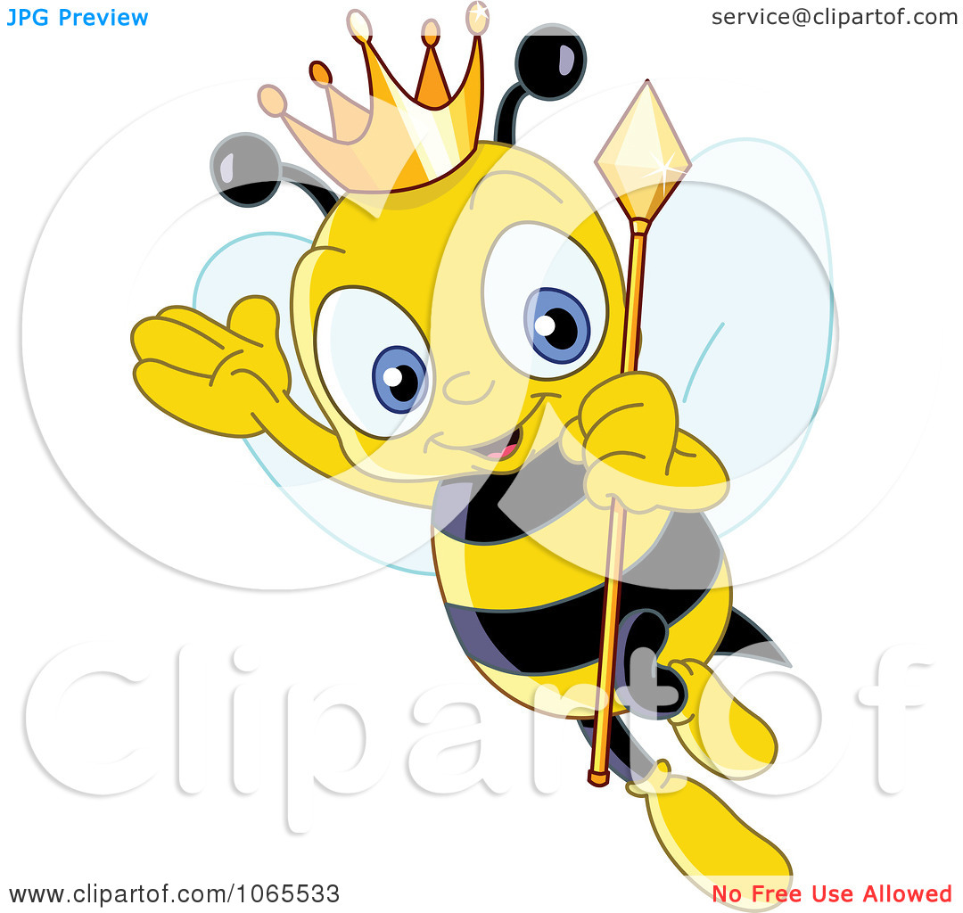 Clipart Queen Bee Wearing A Crown   Royalty Free Vector Illustration