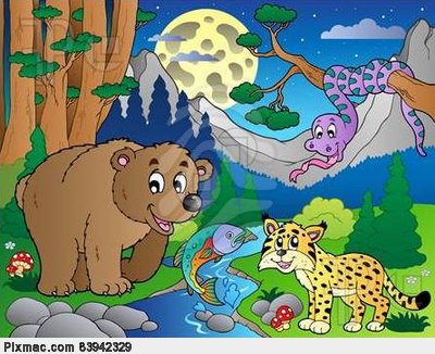 Forest Scene With Happy Animals 1 Forest Pixmac Vector 83942329 Jpg