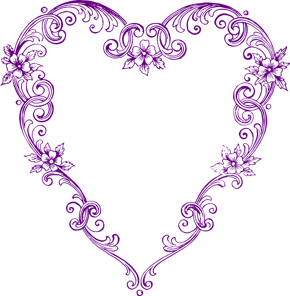 Free Images   Fancy Vintage Purple Heart Clip Art    Clip Art