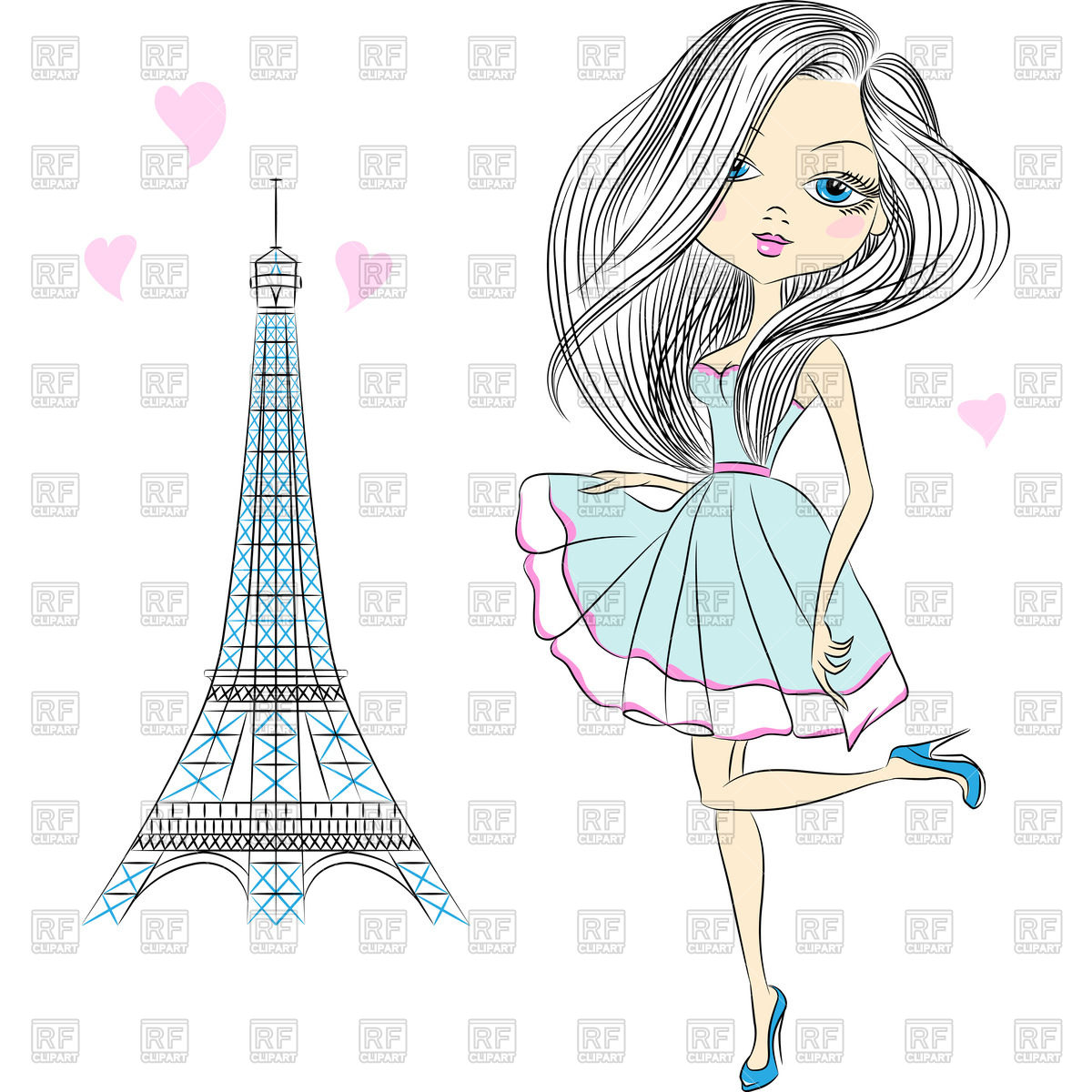 Girl In Elegant Short Dress Near Eiffel Tower In Paris 43529 People