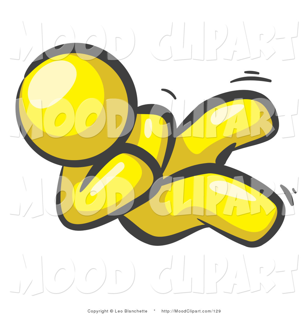 Happy Yellow Man Rolling On The Floor Holding His Belly And Giggling