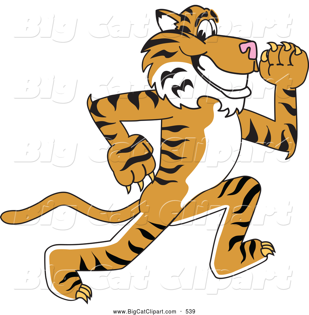 Larger Preview  Big Cat Cartoon Vector Clipart Of A Happy Tiger