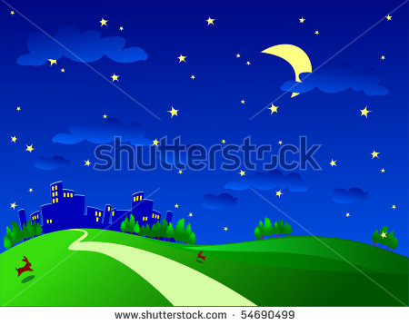 Night Landscape With Cities In The Distance Vector   54690499    