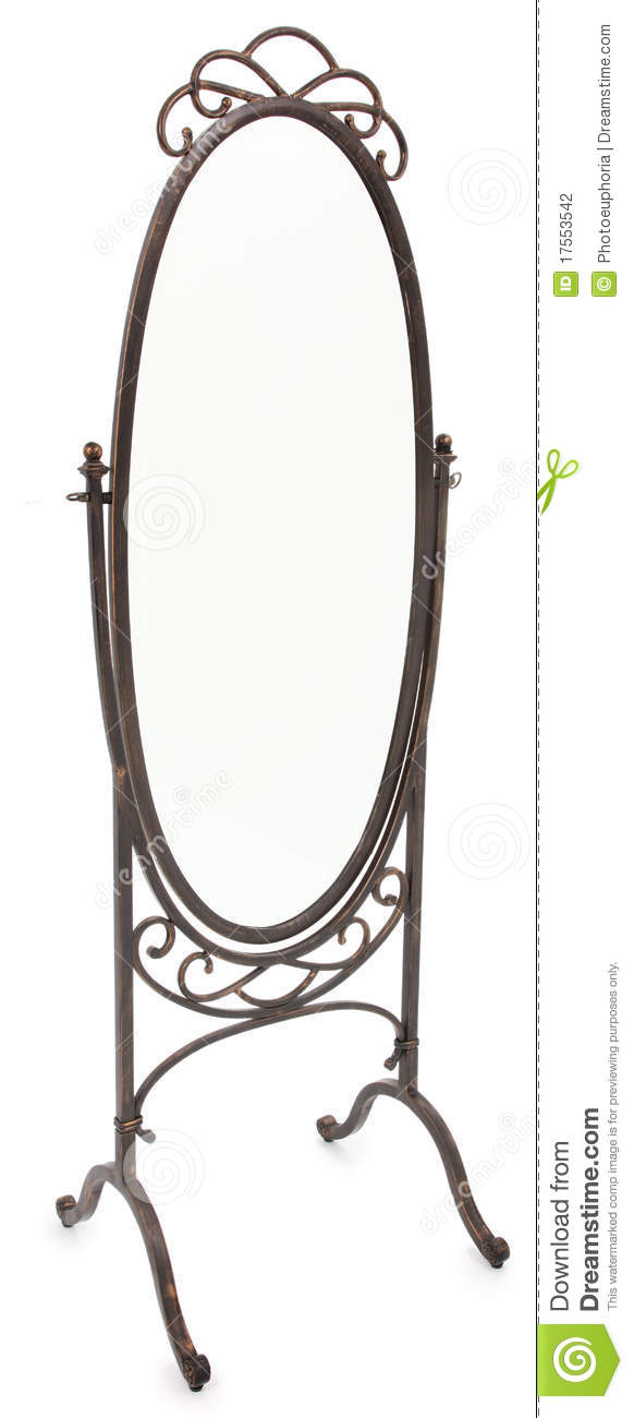 Ornate Standing Mirror Over White Stock Photography   Image  17553542