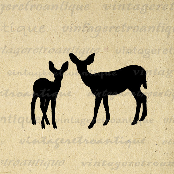Printable Graphic Deer Silhouettes Image Download Animal Artwork