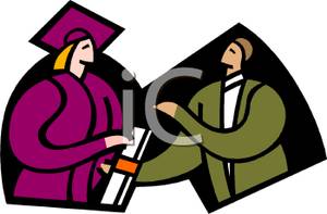 Professor Handing A Diploma To A Graduating Student Clipart Picture