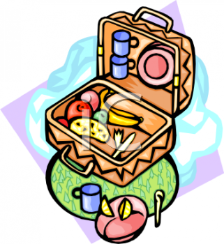 Royalty Free Clip Art Image  Picnic Basket Full Of Food
