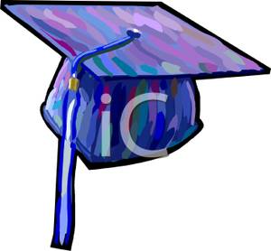 Royalty Free Clipart Image  A Blue Graduation Cap