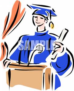 Royalty Free Clipart Image  Proud Graduate Standing At A Lectern With    