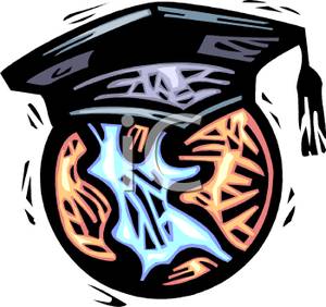 The Planet Wearing A Graduation Cap Clip Art Image