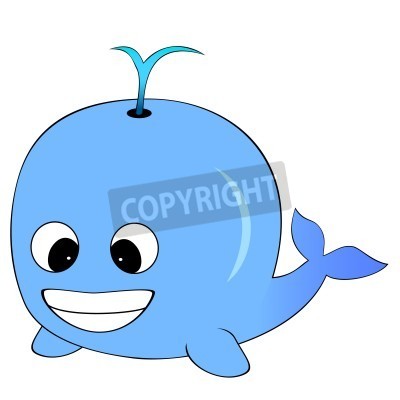 Vector Illustration Of Cute Blue Cartoon Whale