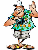 Animated Tourist Photographer Man  Funny Man In Hawaiin Shirt Waves    
