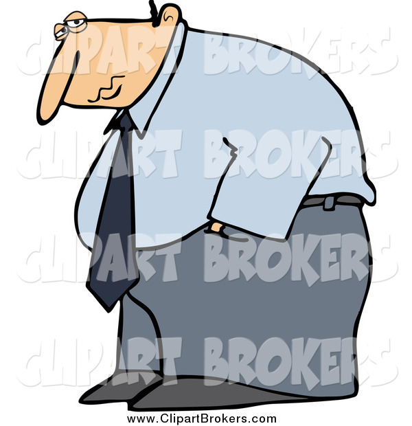 Clipart Chubby Businessman Raising His Hand To Ask A Question Picture