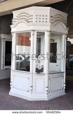 Empty Box Office Or Ticket Booth At Movie Theater    Stock Photo