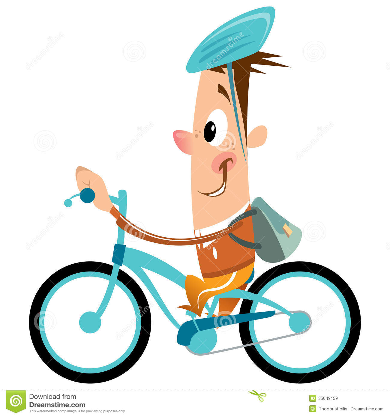 Funny Cartoon Happy Boy With Big Smile And Backpack And Hat Having A
