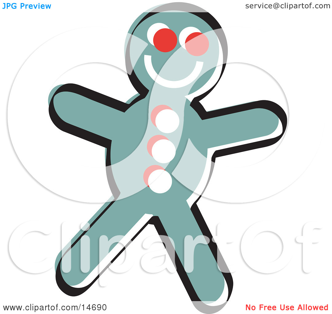 Happy Gingerbread Man Cookie Retro Clipart Illustration By Andy
