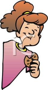 Happy Girl Eating A Cookie Clipart Image 