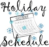 Holiday Schedule Curl Typography With Calendar And Snowflakes
