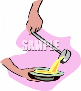 Ladling Soup Into A Bowl   Royalty Free Clipart Picture