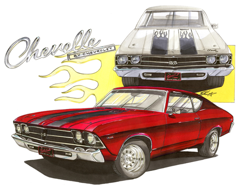 Maddmax Muscle Car Art 1968 69 Chevrolet Chevelle Ss Print