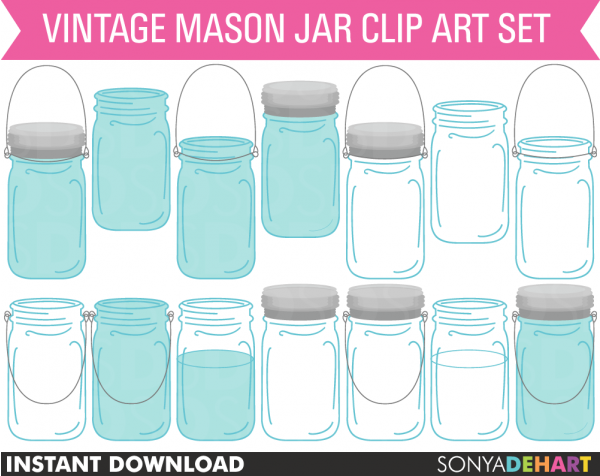 Mason Jars Clipart   Graphics   Clip Art   Luvly