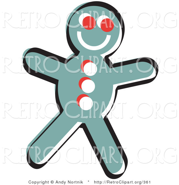 Retro Clipart Of A Happy Smiling Gingerbread Man Cookie By Andy