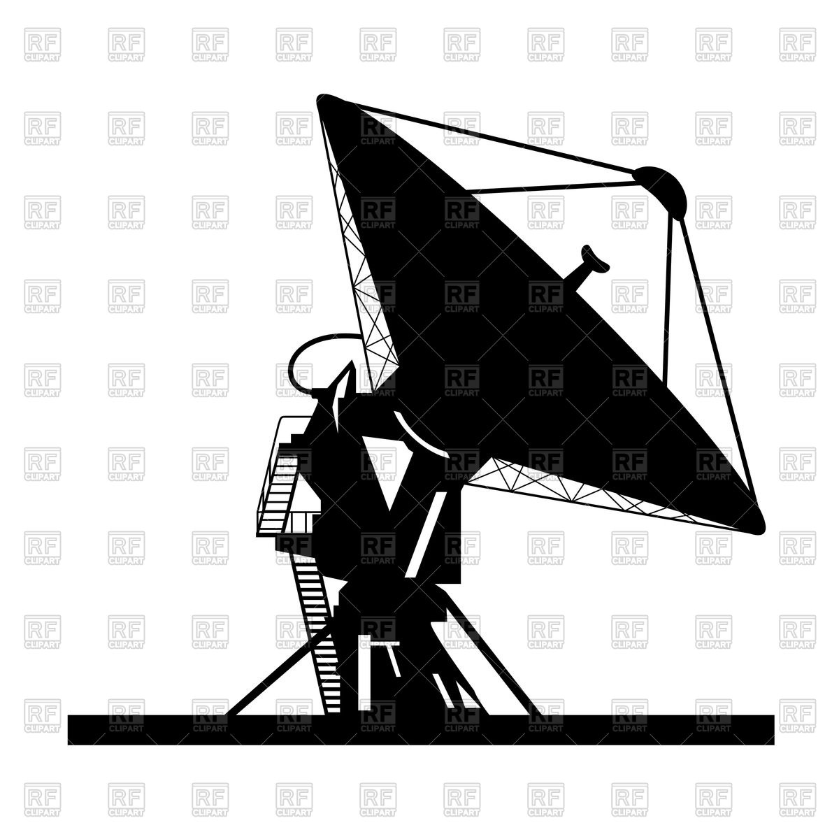 Silhouette Of Large Satellite Dish Technology Download Royalty Free