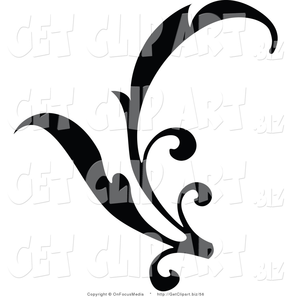     Silhouetted Elegant Curving Leaf Design Get Clip Art Onfocusmedia