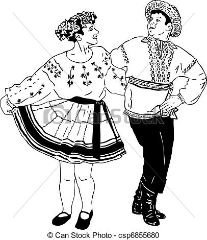 Vector   Dancing Couple In Traditional Dress   Stock Illustration