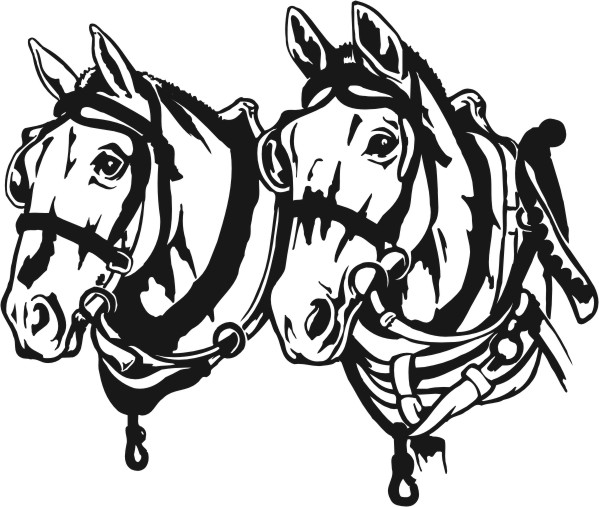 Vinyl Decal Depicts A Detailed Draft Horse Driving Team In Harness