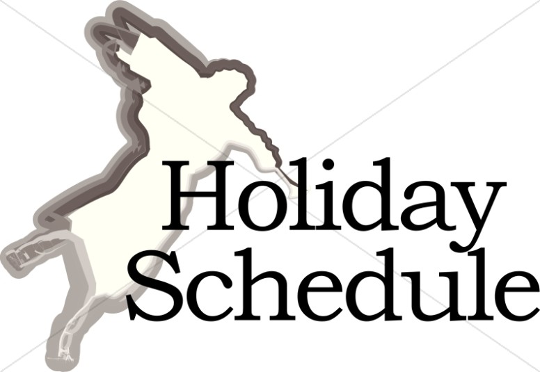 White Angels With Holiday Schedule Banner   Christian Calendar Clipart