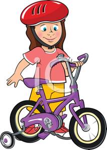 With Training Wheels And A Helmet   Royalty Free Clipart Picture