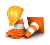 3d Traffic Cones A Safety Helmet   Clipart Graphic