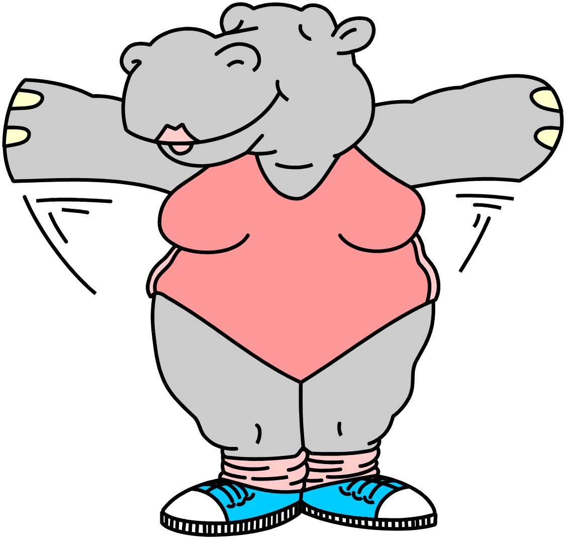 Cartoon Hippo Workout Clipart