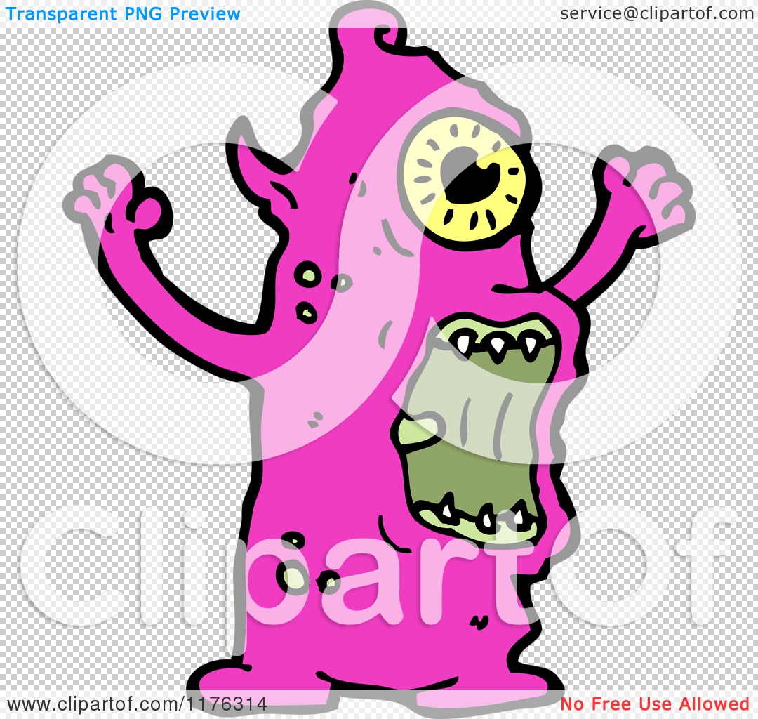 Cartoon Of A Scary Purple Alien   Royalty Free Vector Illustration By