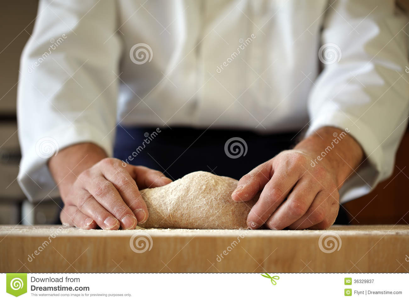 Chef Kneading Yeast Dough Royalty Free Stock Photography   Image