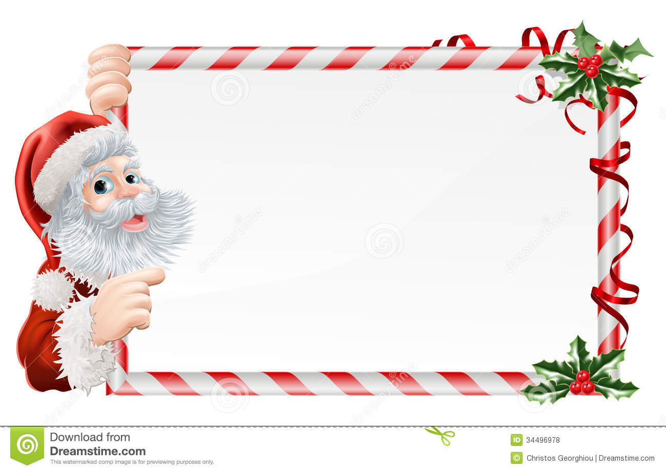Christmas Santa Claus Sign Illustration With Santa Peeping Round A